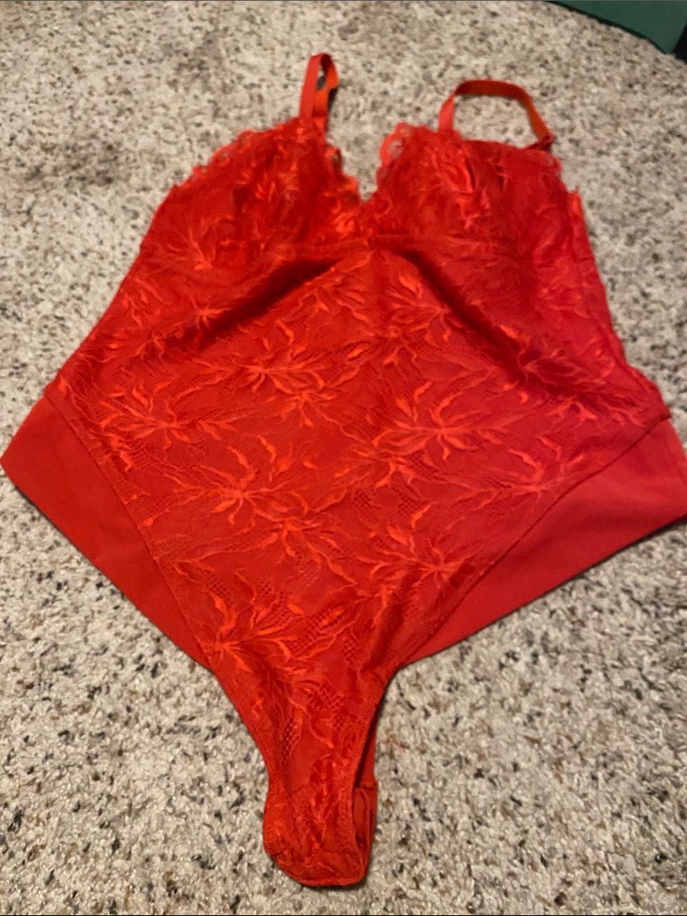 YITTY Vibrant Red Lace Floral Bodysuit Shapewear